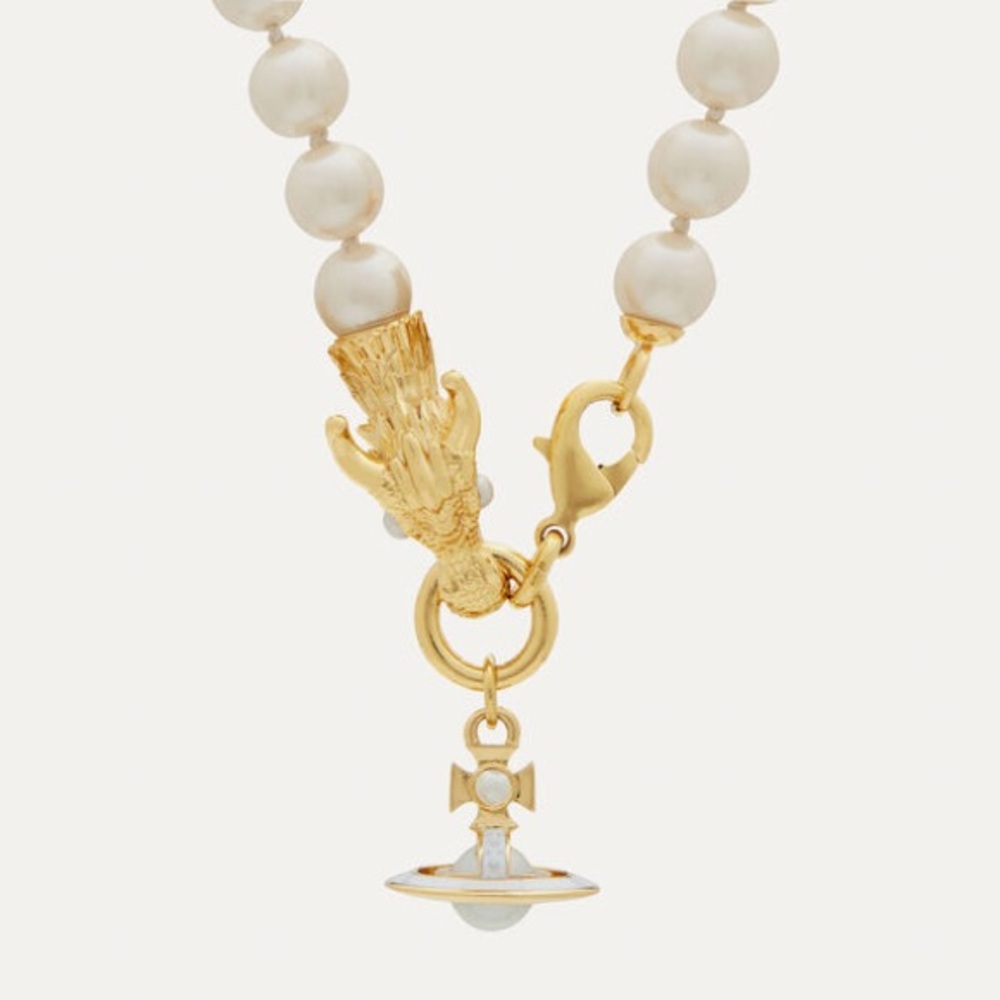 Vivienne Westwood Dragon Necklace with Gold Creamrose and Pearl BNIB